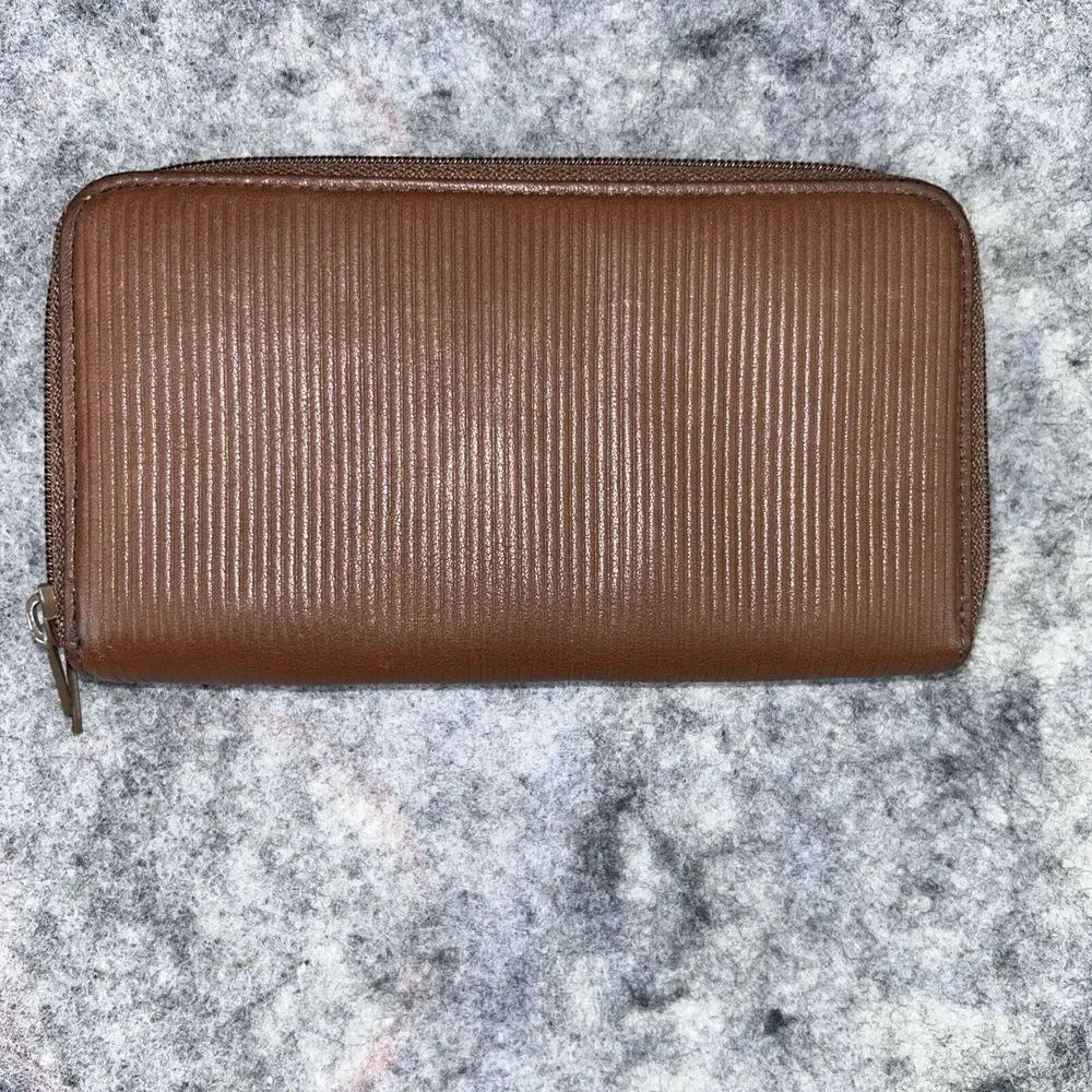 Mundi Genuine Leather Women's Wallet Clutch‎ Brown Multi Compartments Zip Around